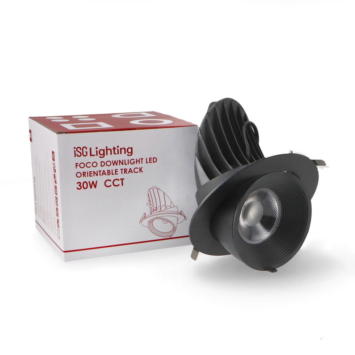 Faro LED da Incasso 30W Orientabile Tricolor CCT Foro Ø150mm Nero CRI90