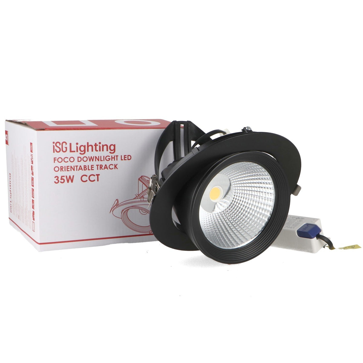 Faro LED da Incasso 35W Orientabile Tricolor CCT Foro Ø170mm Nero CRI90