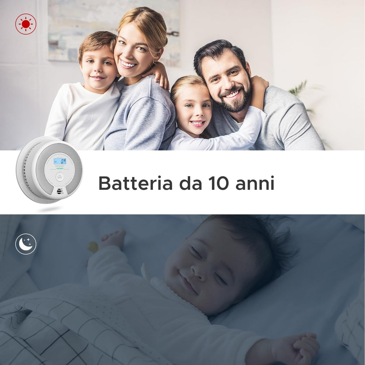 X-Sense Rilevatore di Fumo e Monossido di Carbonio Autonomo a 10 Anni