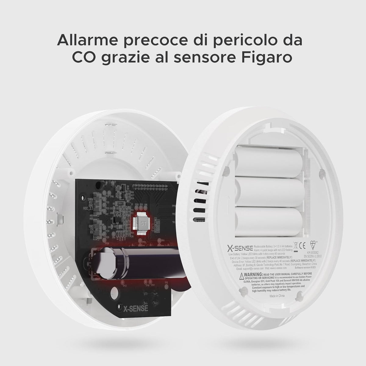 X-Sense Rilevatore Monossido di Carbonio Autonomo Durata 10 Anni