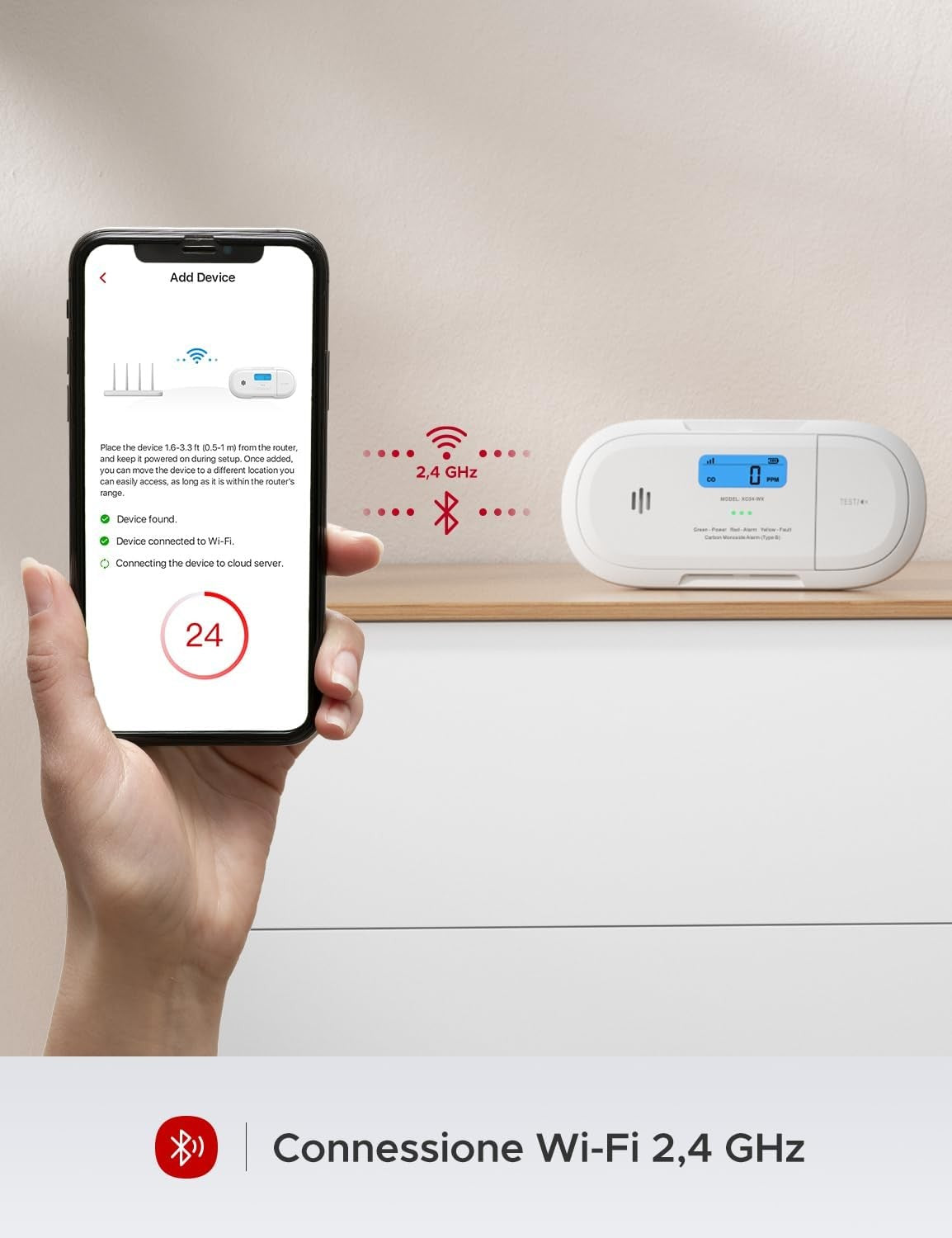 X-Sense Rilevatore Monossido di Carbonio Wi-Fi a Batteria EN 50291