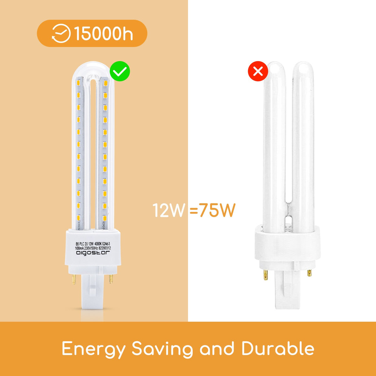 Lampadina Led G24d-3 PLC 12W Bianco Naturale 4000K
