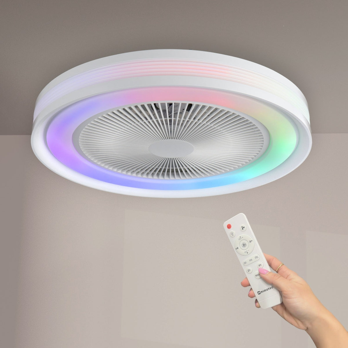 Ventilatore Da Soffitto LED Ultra Silenzioso 55W CCT + RGB Bianco
