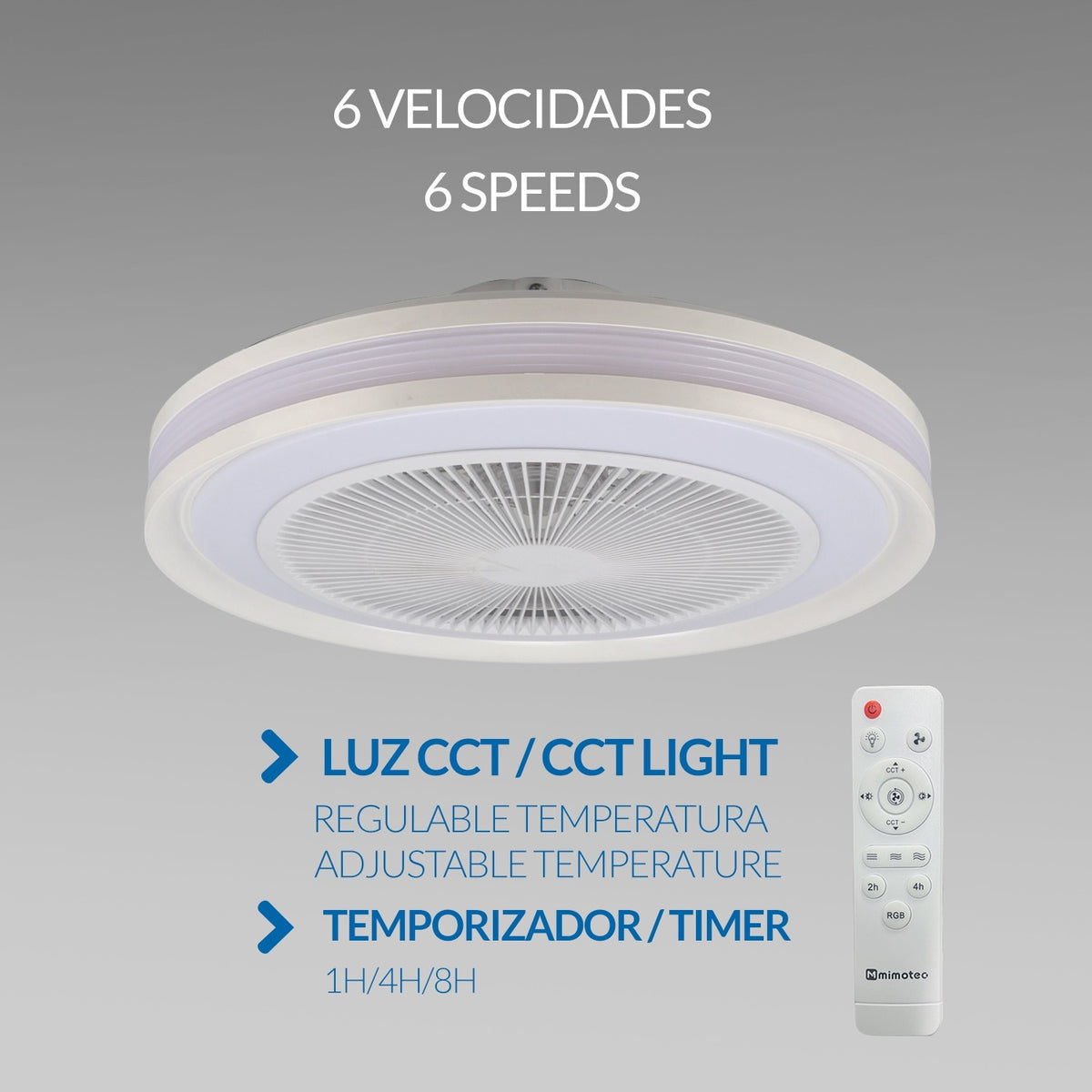 Ventilatore Da Soffitto LED Ultra Silenzioso 55W CCT + RGB Bianco