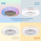Ventilatore Da Soffitto LED Ultra Silenzioso 55W CCT + RGB Bianco