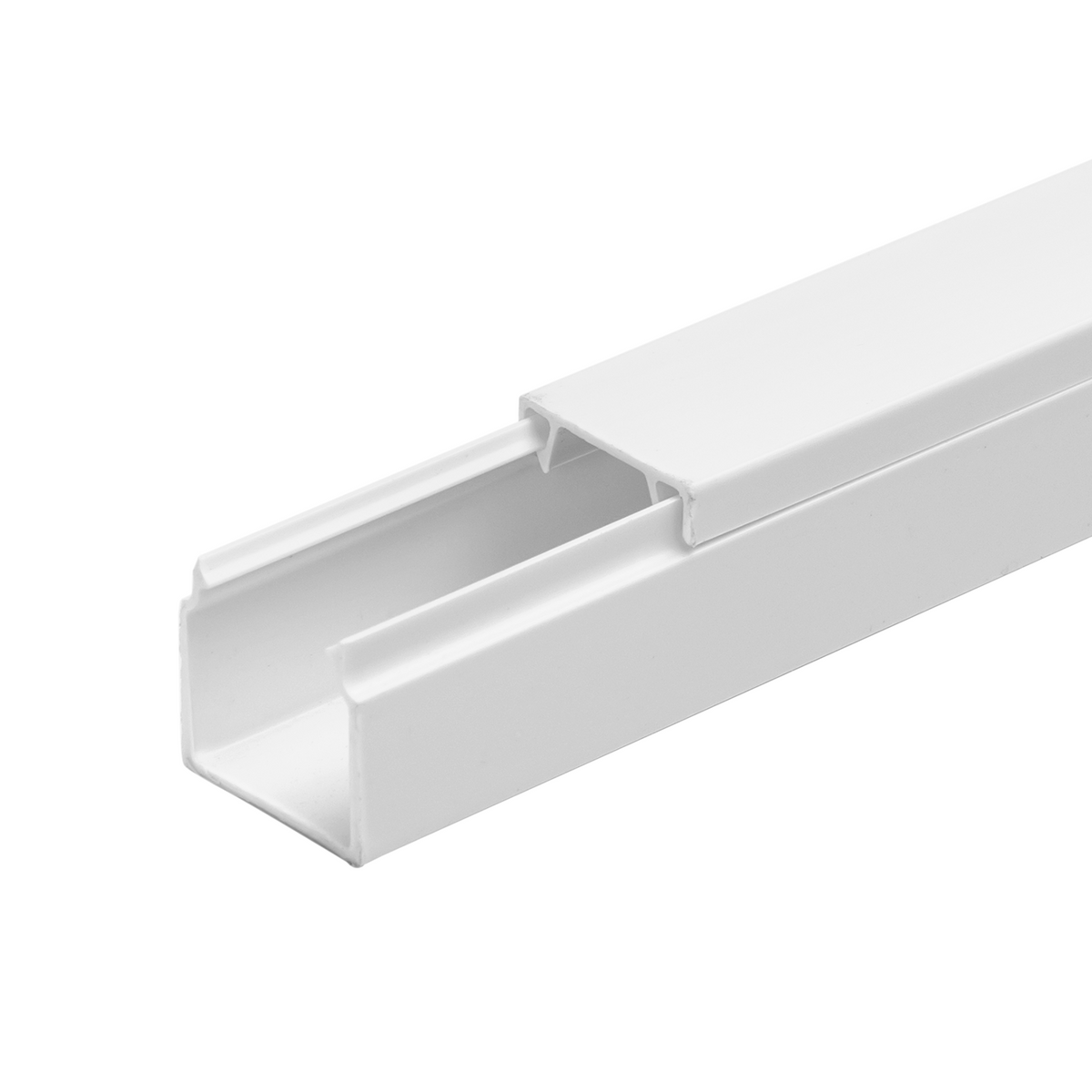 Canalina Passacavi Bianca Adesiva 40X40 In Plastica e Coperchio Lunghezza 2 Metri