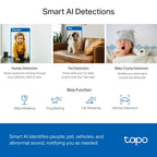 TC72 Telecamera Sorveglianza 2K Smart AI Wi-Fi Pan/Tilt Indoor