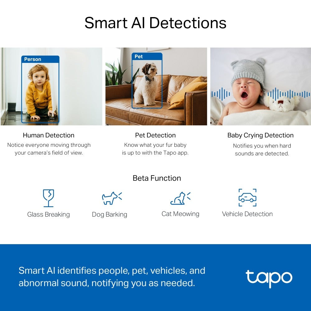 TC72 Telecamera Sorveglianza 2K Smart AI Wi-Fi Pan/Tilt Indoor