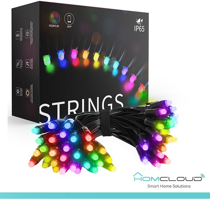 Stringa di Luci decorative a Led Smart OUTDOOR RGB-IC Wi-Fi+Bluetooth 10M IP65