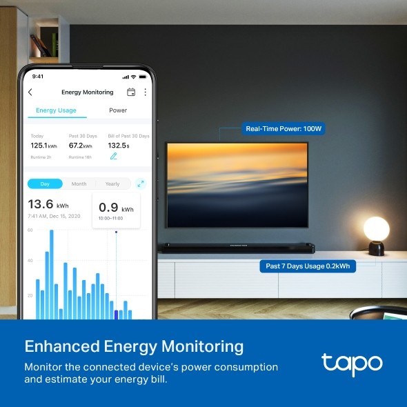 Presa Smart Wi-Fi TP15 con monitorag.consumi-Certific.MATTER