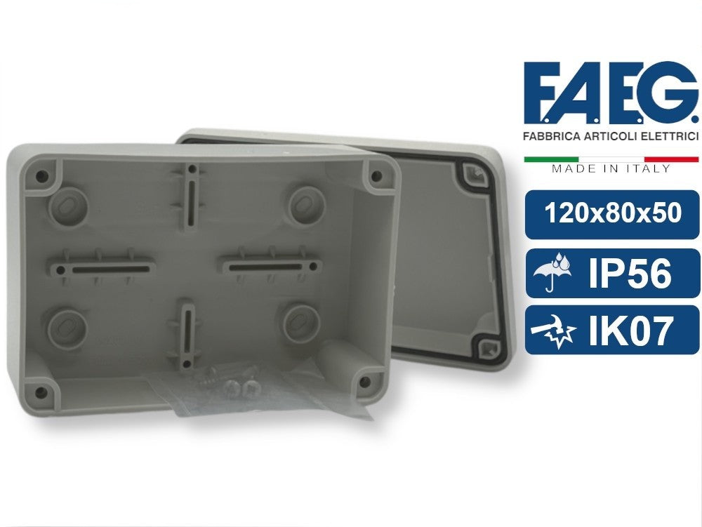 Scatola Di Derivazione Stagna IP56 Con Pareti Lisce 120x80x50
