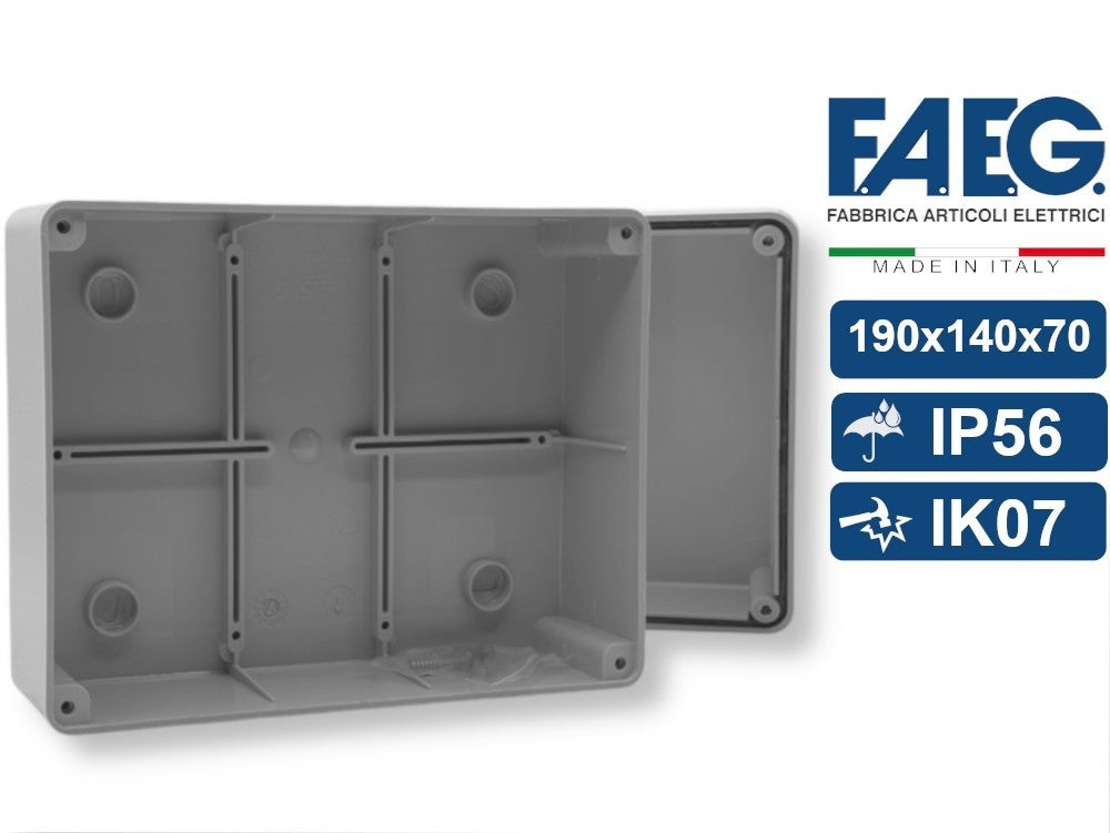 Scatola Di Derivazione Stagna IP56 Con Pareti Lisce 190x140x70