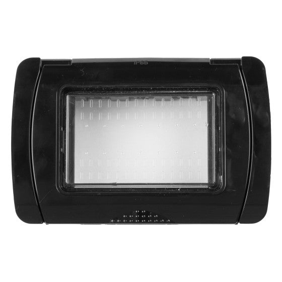Placca Idrobox 3 Moduli Nera IP55 Compatibile Bticino Living Light