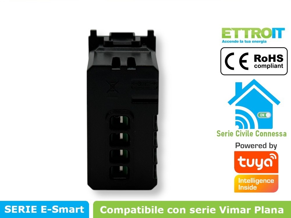 Deviatore Smart Wifi Connesso app Tuya Compatibile con Vimar Plana Ettroit