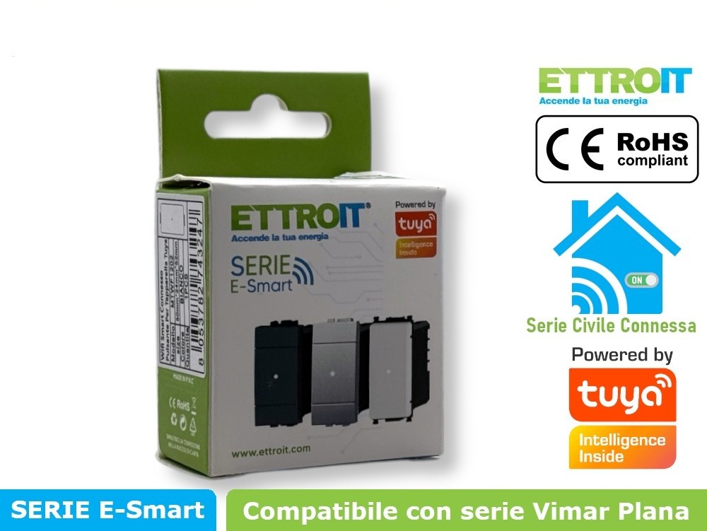 Deviatore Smart Wifi Connesso app Tuya Compatibile con Vimar Plana Ettroit
