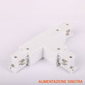 FSL Connettore Forma T Sinistra per Binario Trifase Colore Bianco