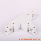 FSL Connettore Forma T Sinistra per Binario Trifase Colore Bianco