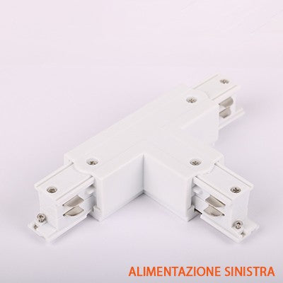 FSL Connettore Forma T Sinistra per Binario Trifase Colore Bianco