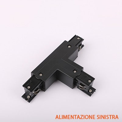 FSL Connettore Forma T Sinistra per Binario Trifase Colore Nero