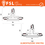 FSL Connettore Forma T Sinistra per Binario Trifase Colore Bianco