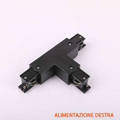 FSL Connettore Forma T Destra per Binario Trifase Colore Nero
