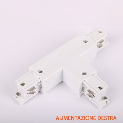FSL Connettore Forma T Destra per Binario Trifase Colore Bianco