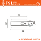 FSL Testata di Alimentazione Sinistra per Binario Trifase Colore Bianco