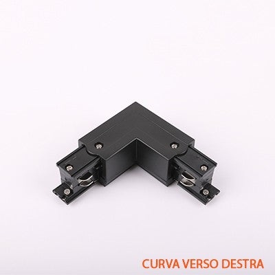 FSL Connettore Forma L Destra per Binario Trifase Colore Nero