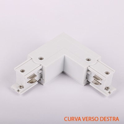 FSL Connettore Forma L Destra per Binario Trifase Colore Bianco