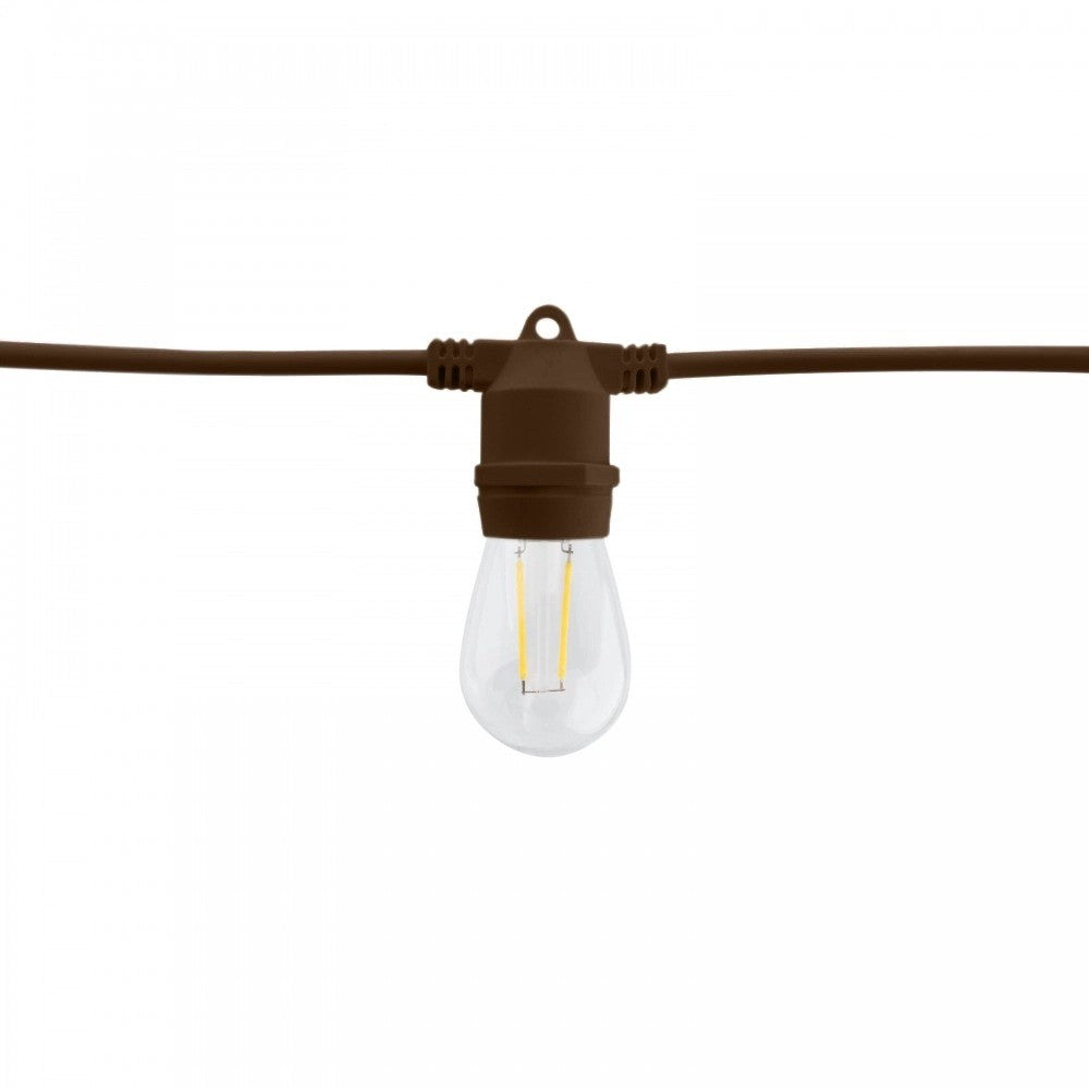 Catenaria di Luci Da Esterno 16,5 Metri Con 24 Portalampada E27 Marrone