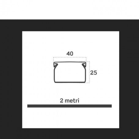 Canalina Passacavi Bianca Adesiva 40X25 In Plastica e Coperchio Lunghezza 2 Metri