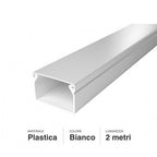 Canalina Passacavi Bianca Adesiva 40X25 In Plastica e Coperchio Lunghezza 2 Metri