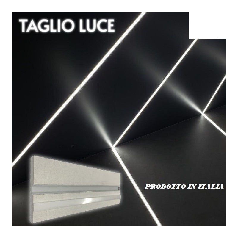 Kit 7 Pezzi Taglio di Luce Idrorepellente Integrati Nel Cartongesso 2 mt x 12 cm