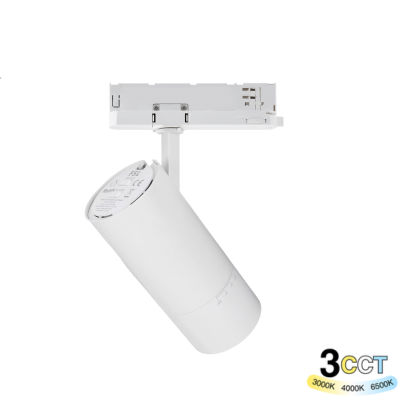 Proiettore LED a Binario Bianco Trifase Zoomabile 3 in 1 CCT 3000-4000-6500K