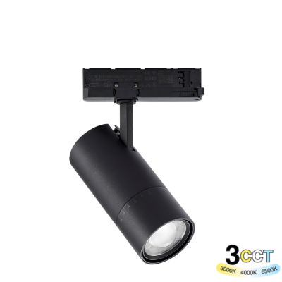 Proiettore LED a Binario Nero Trifase Zoomabile 3 in 1 CCT 3000-4000-6500K