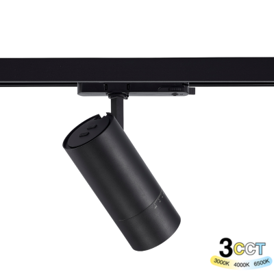Proiettore LED a Binario Nero Trifase Zoomabile 3 in 1 CCT 3000-4000-6500K