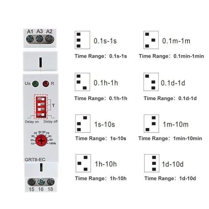 Ettroit Relè Temporizzatore Doppia Funzione Ritardo Accensione/Spegnimento AC 230V 1 SPDT 10A