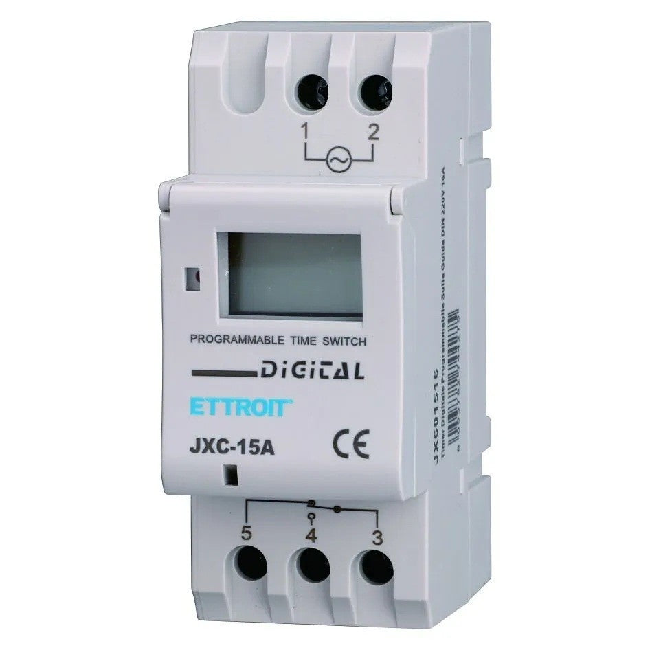 Ettroit Timer Digitale Programmabile Guida DIN 220V 16A con Display Fino a 8 Programmi