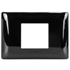 Placca 2 Moduli Nera Lucida In Plastica Compatibile Bticino Matix