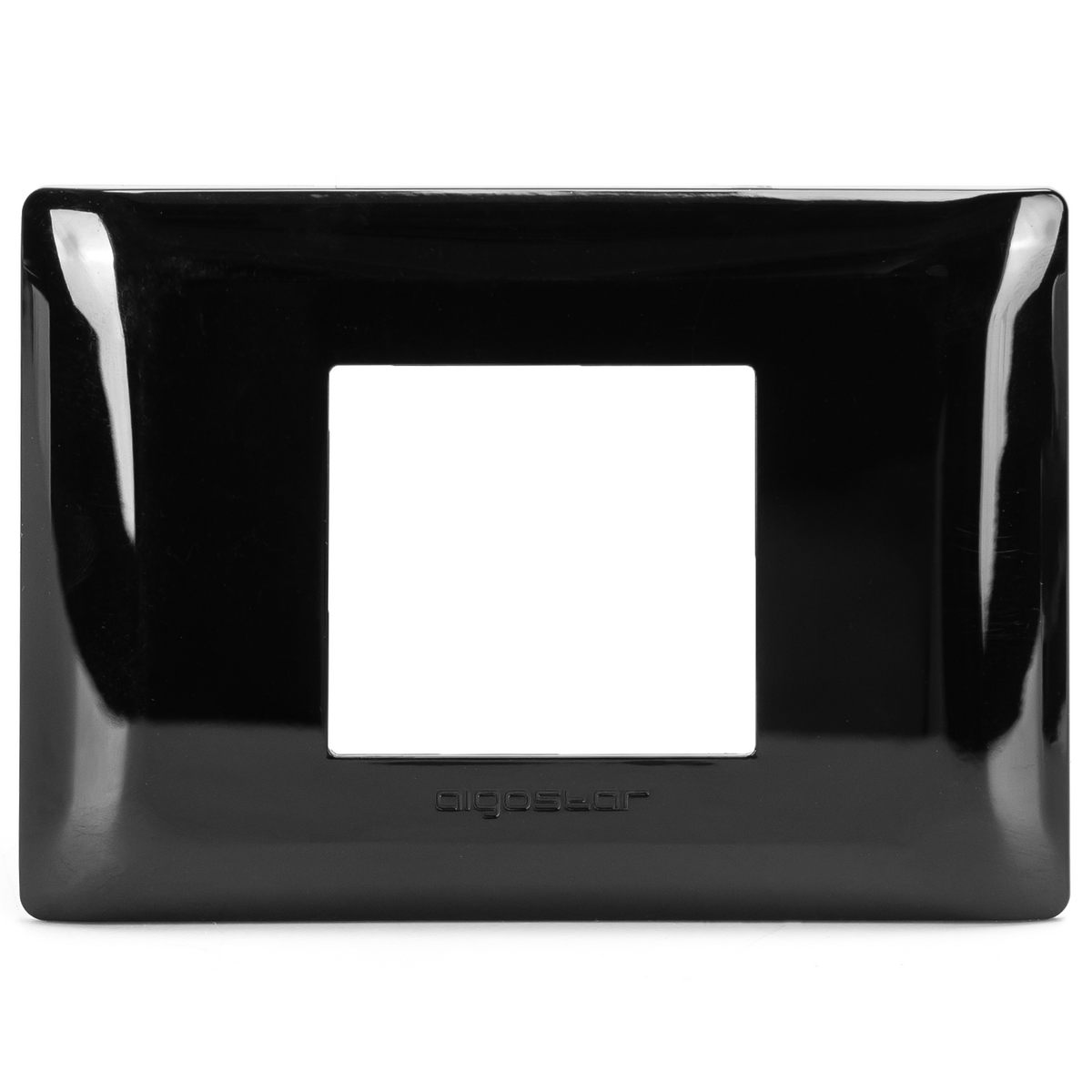 Placca 2 Moduli Nera Lucida In Plastica Compatibile Bticino Matix