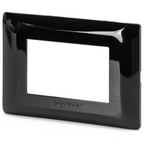 Placca 3 Moduli Nera Lucida In Plastica Compatibile Bticino Matix