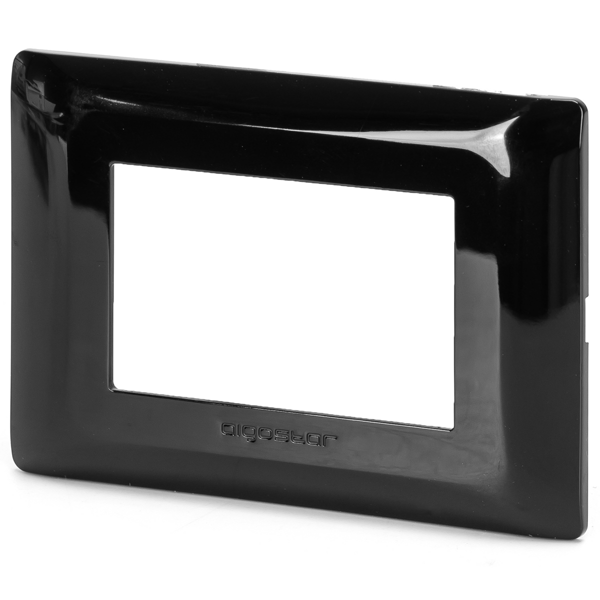 Placca 3 Moduli Nera Lucida In Plastica Compatibile Bticino Matix