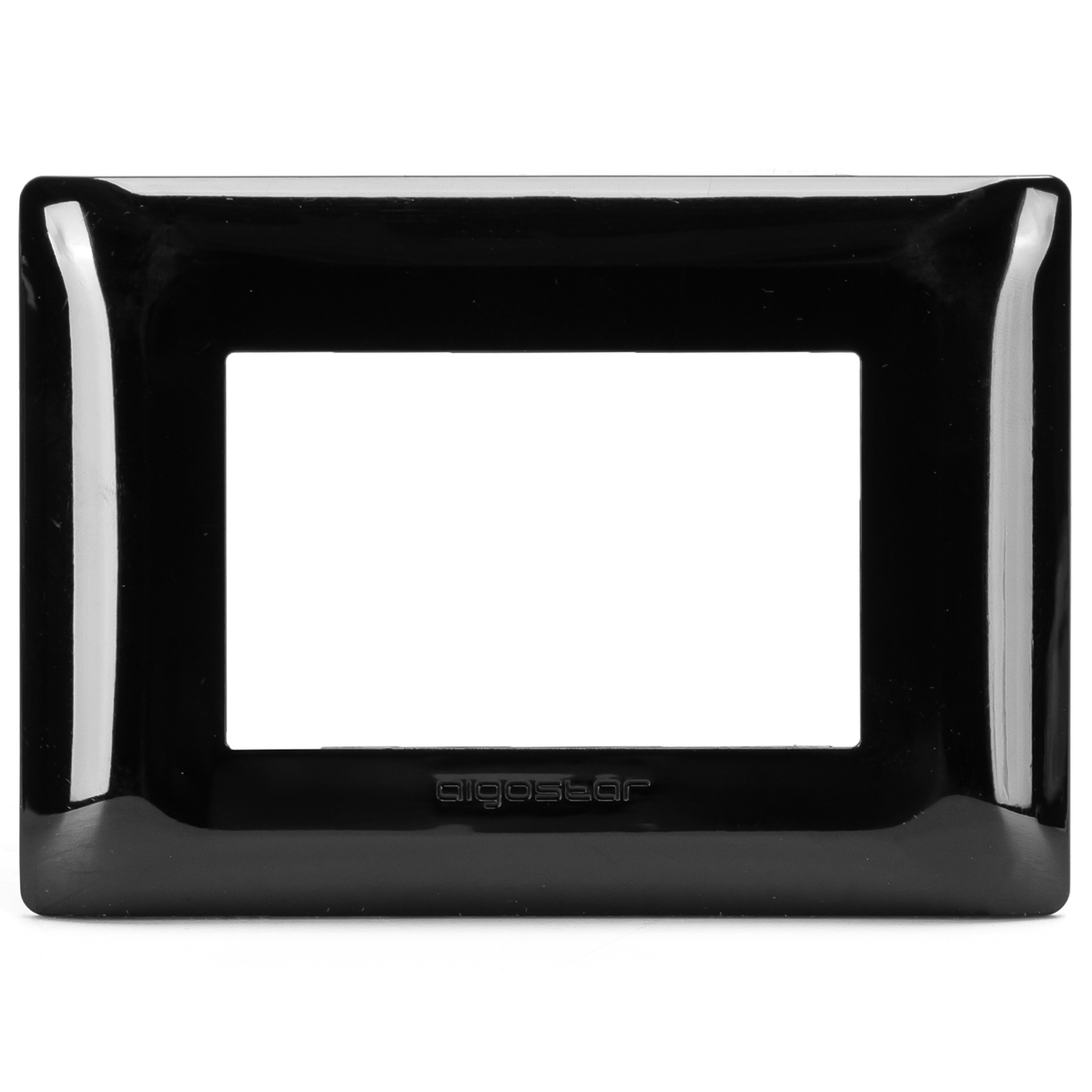 Placca 3 Moduli Nera Lucida In Plastica Compatibile Bticino Matix