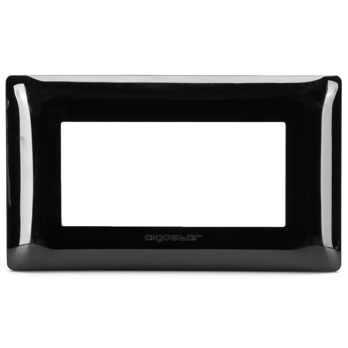 Placca 4 Moduli Nera Lucida In Plastica Compatibile Bticino Matix