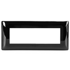 Placca 6 Moduli Nera Lucida In Plastica Compatibile Bticino Matix