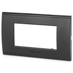 Placca 4 Moduli Nera Opaca In Plastica Compatibile Bticino Living Light