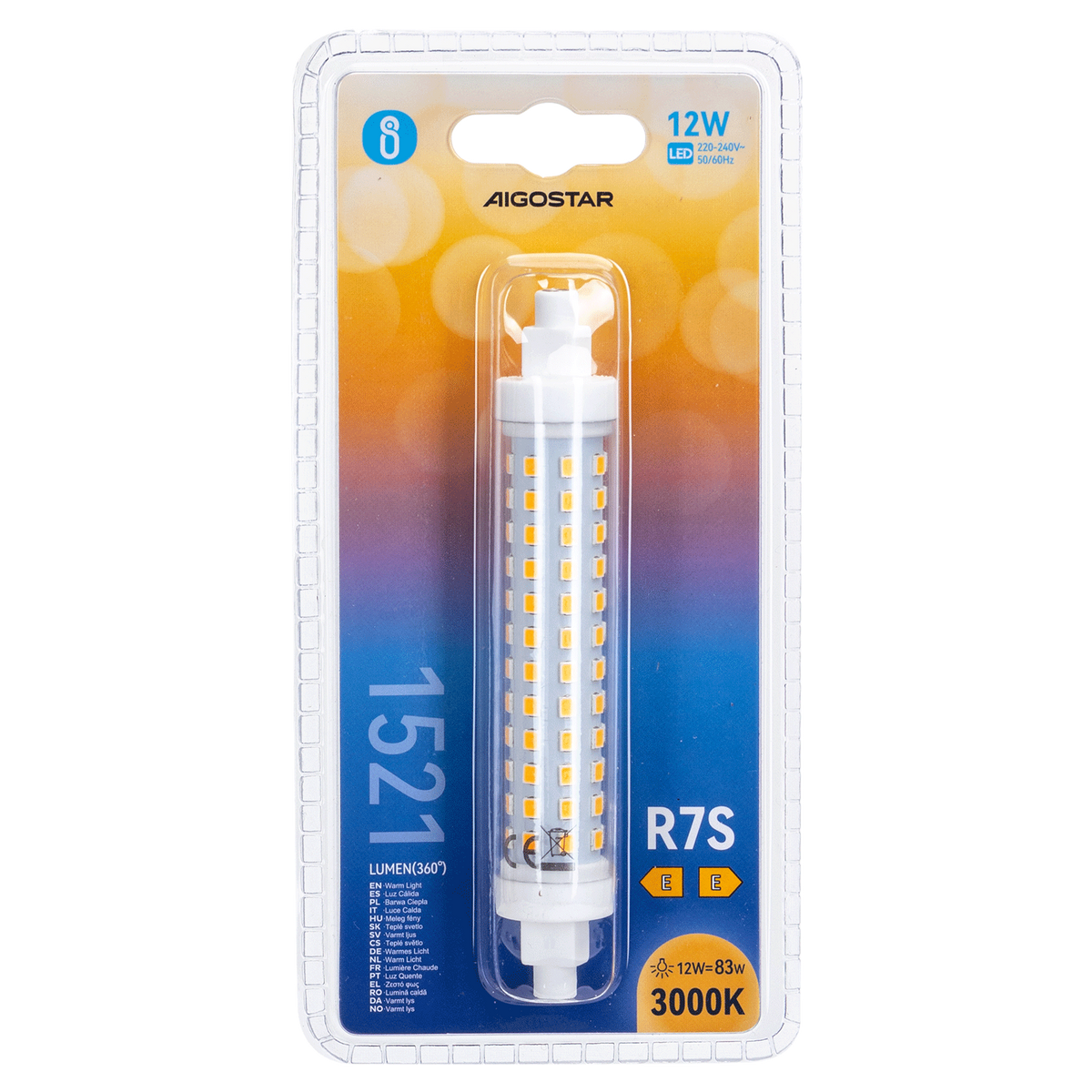 Lampadina Led R7S Lineare 118mm 12W SMD Bianco caldo 3000K