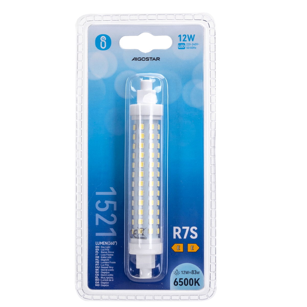 Lampadina Led R7S Lineare 118mm 12W SMD Bianco Freddo 6500K