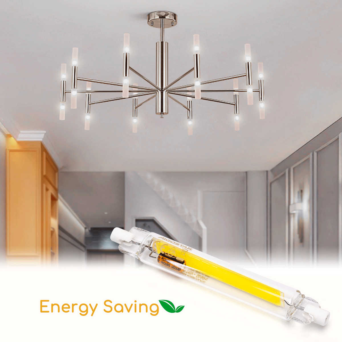 Lampadina Led R7S Lineare 118mm 9W COB Bianco caldo 3000K