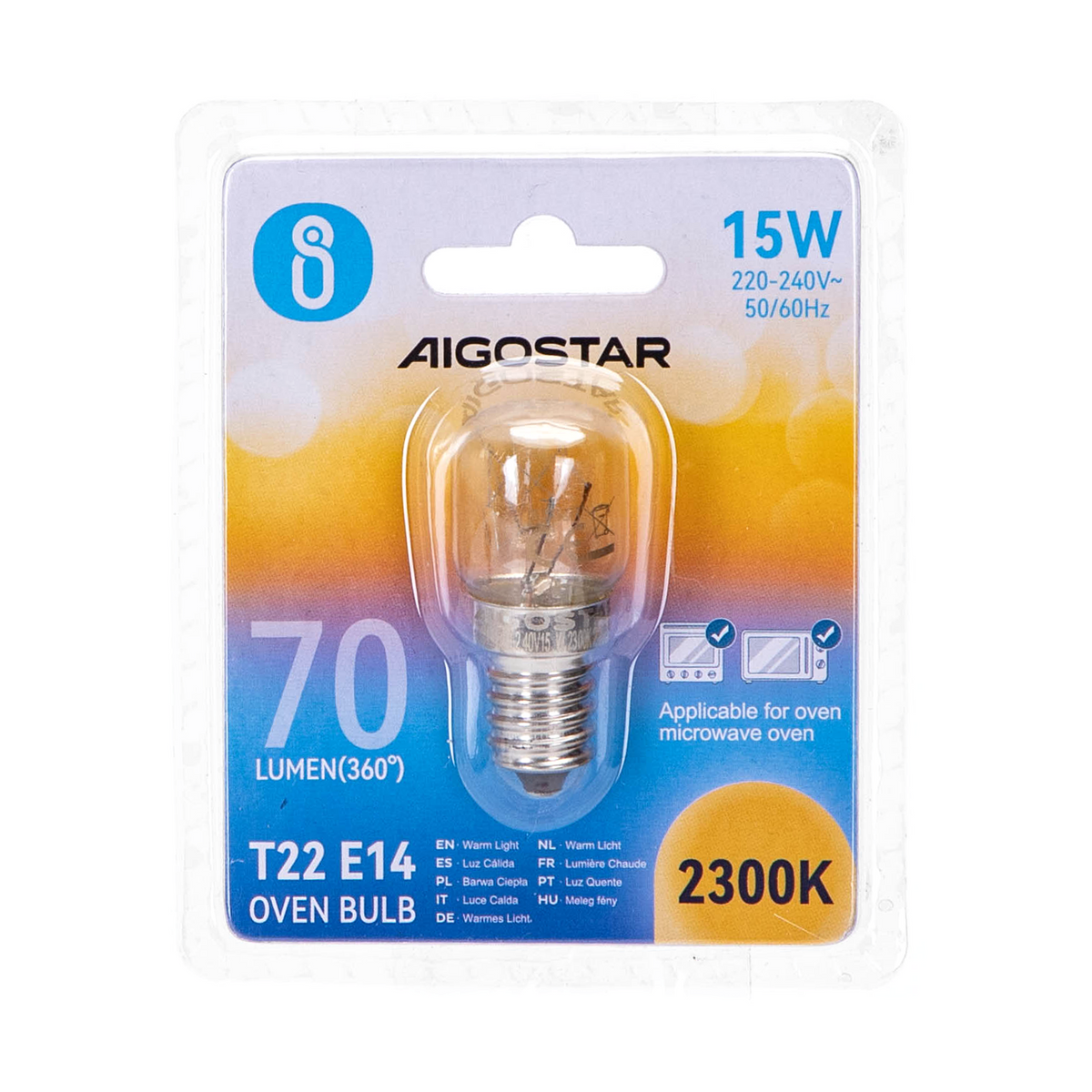Lampadina da forno E14 T22 15W Bianco caldo 2850K